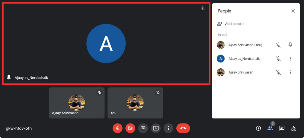 Jak připnout na Google Meet?  Může někdo vědět nebo vidět?