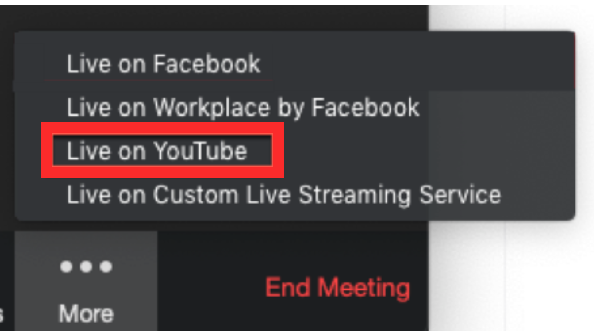 Zoom-találkozó élő közvetítése a Facebook Live-on és a YouTube-on