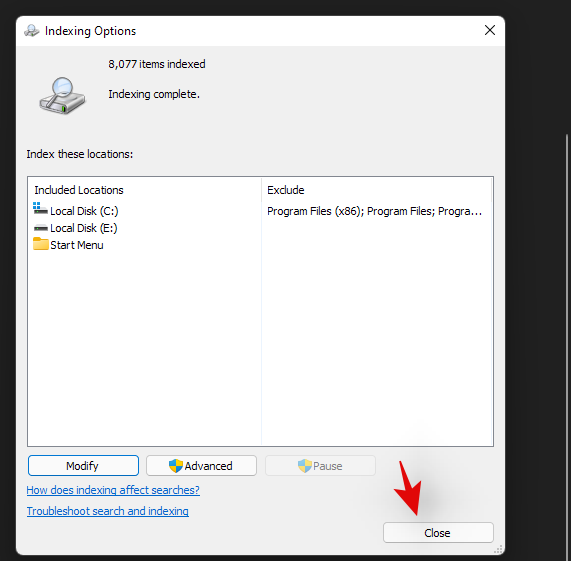 Kako popraviti visoko porabo CPE-ja ali diska pri iskanju Windows v sistemu Windows 11