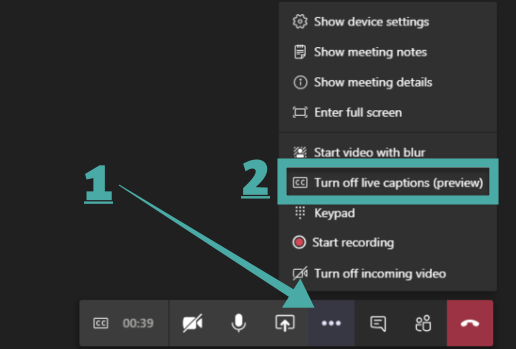 Kaip įjungti tiesioginius subtitrus „Microsoft Teams“.