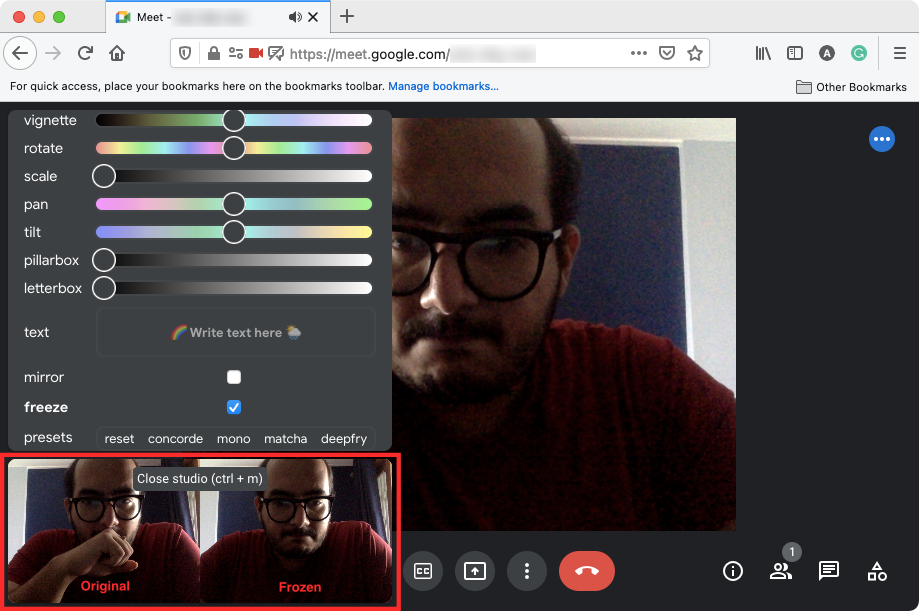 Kuidas Google Meeti ekraani või kaamerat külmutada