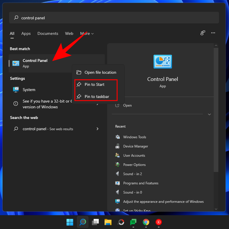 Com obrir el tauler de control a Windows 11