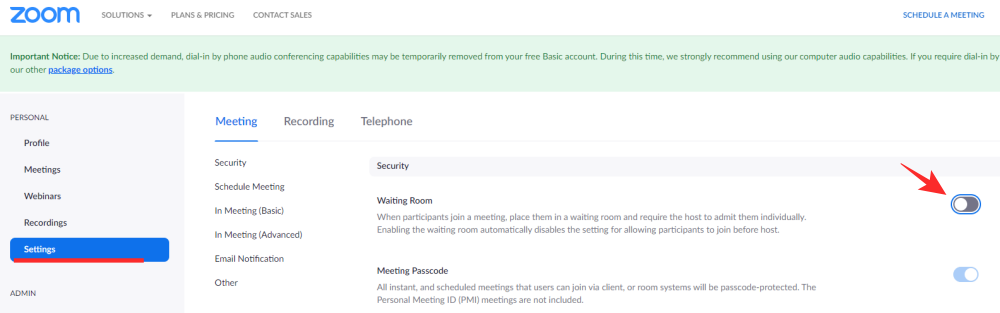 Kako izklopiti ali onemogočiti čakalnico v Zoomu