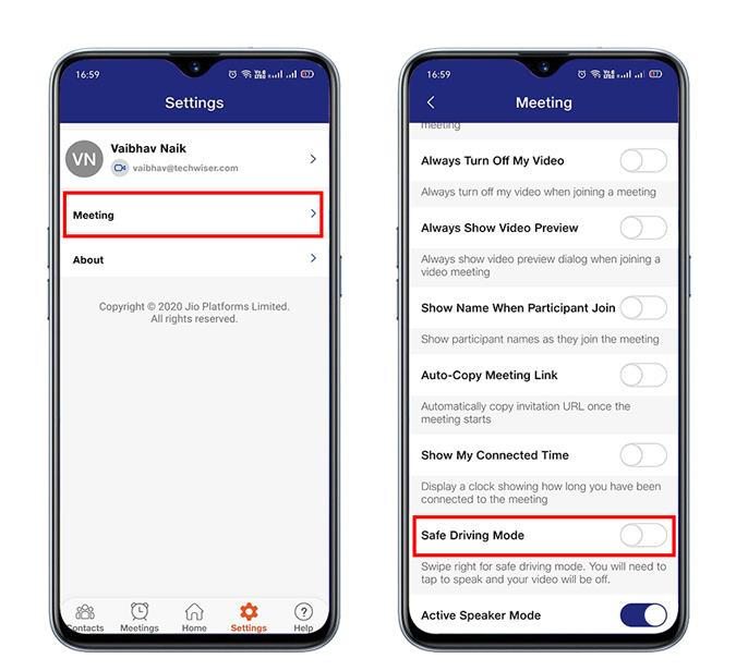 Kako omogućiti način sigurne vožnje na JioMeetu